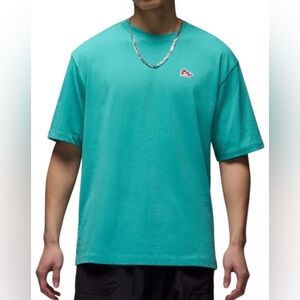 Men's Air Jordan Sneaker Patch Short Sleeve T-shirt Sz L "Washed" Teal Color